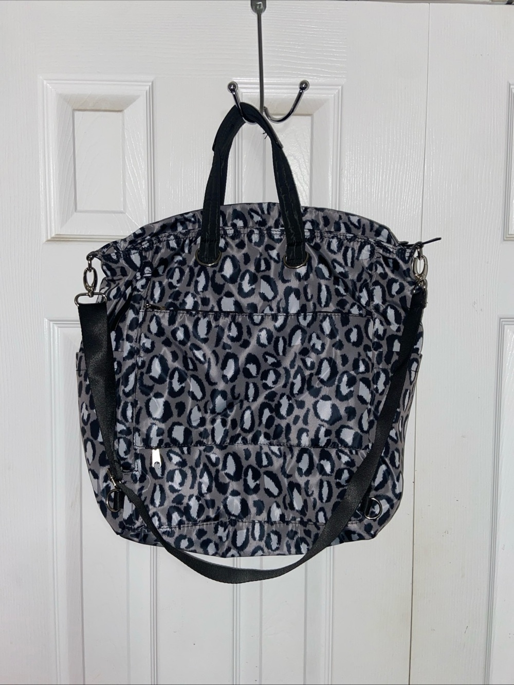 Leopard Print Tote Bag - Black and Gray